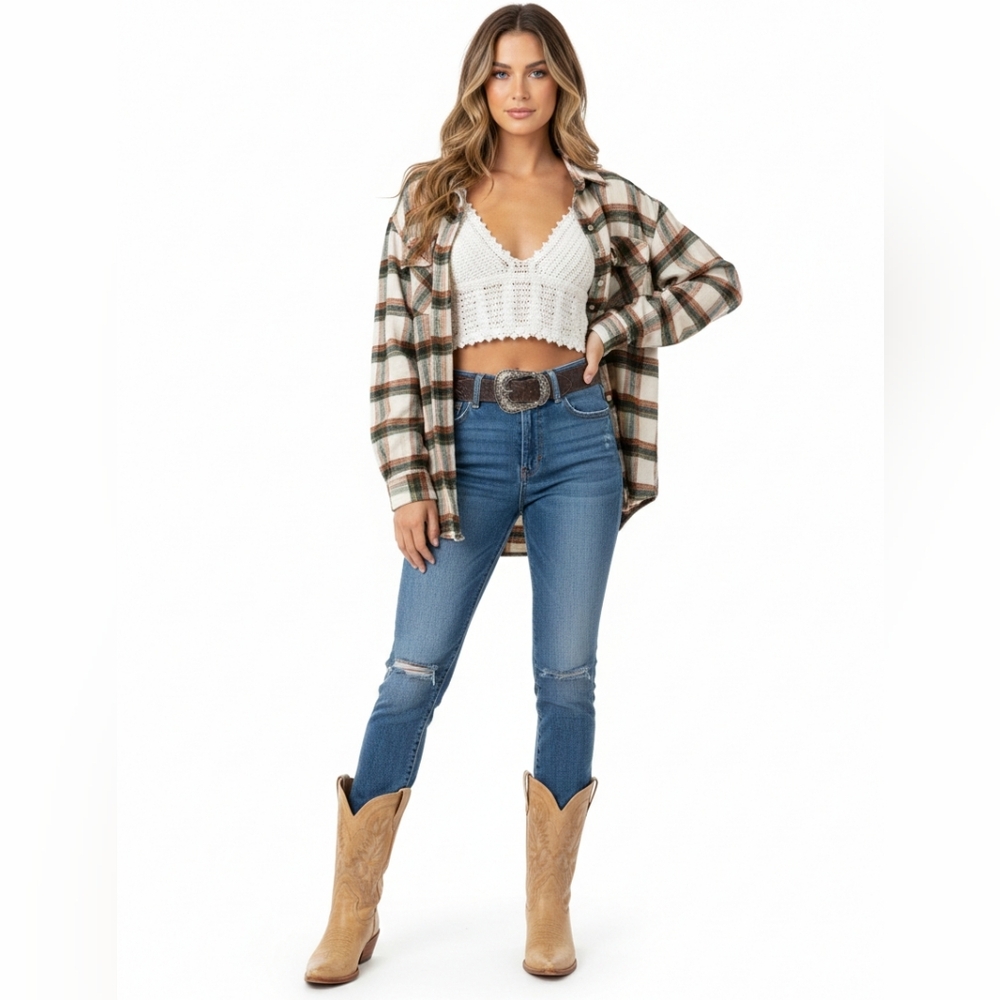 SHEIN Boho White Crochet Bralette Crop Top – Western Festival Style